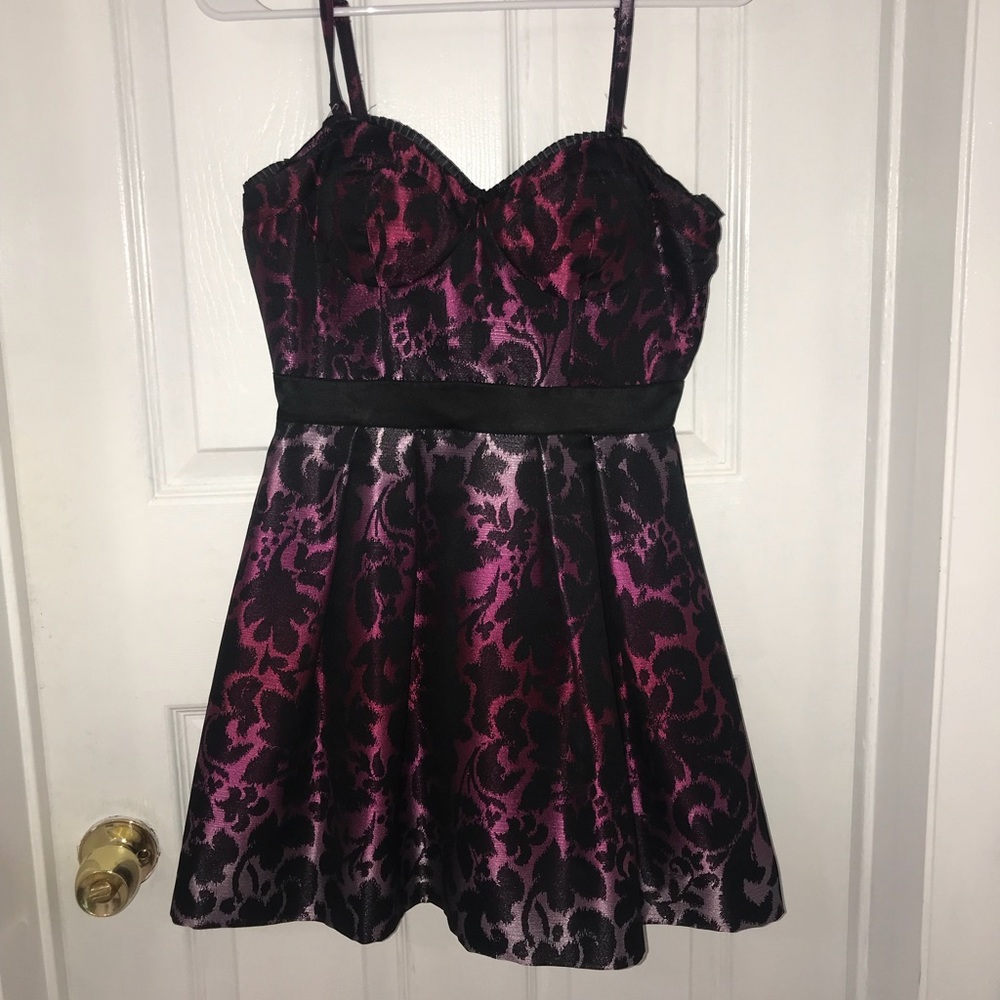 Black and Pink Flowy Dress
